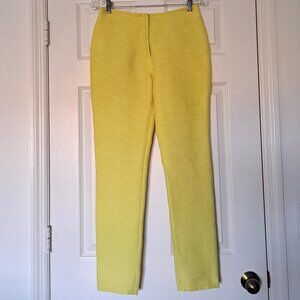 Les Copains Trend Yellow Pants Textured Stretchy Cotton Blend Italy Size EU 42
